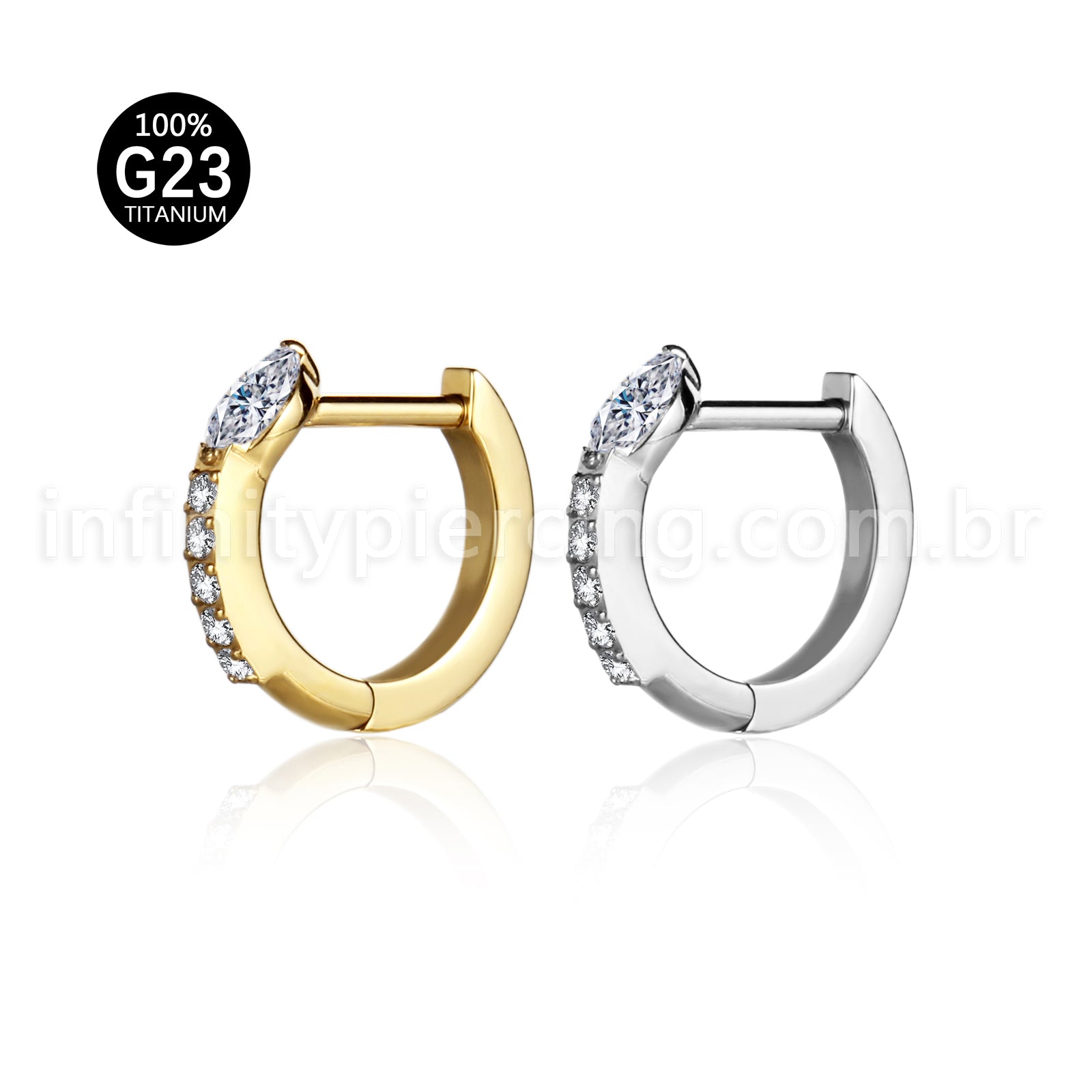 Piercing Argola Titânio Com Zircônia Cravejada